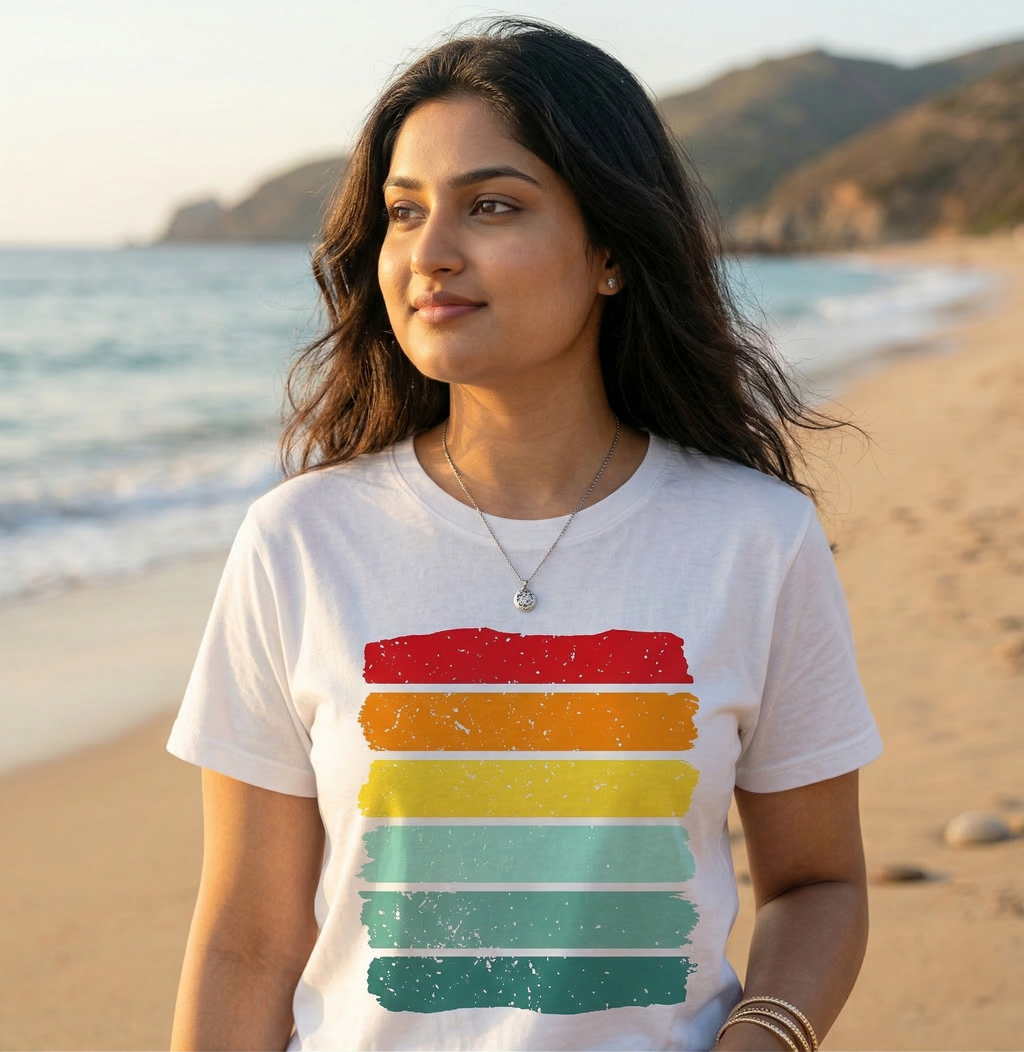 Retro Sunset Stripe Graphic T-Shirt | Unisex Summer Beach Tee