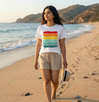 Retro Sunset Stripe Graphic T-Shirt | Unisex Summer Beach Tee