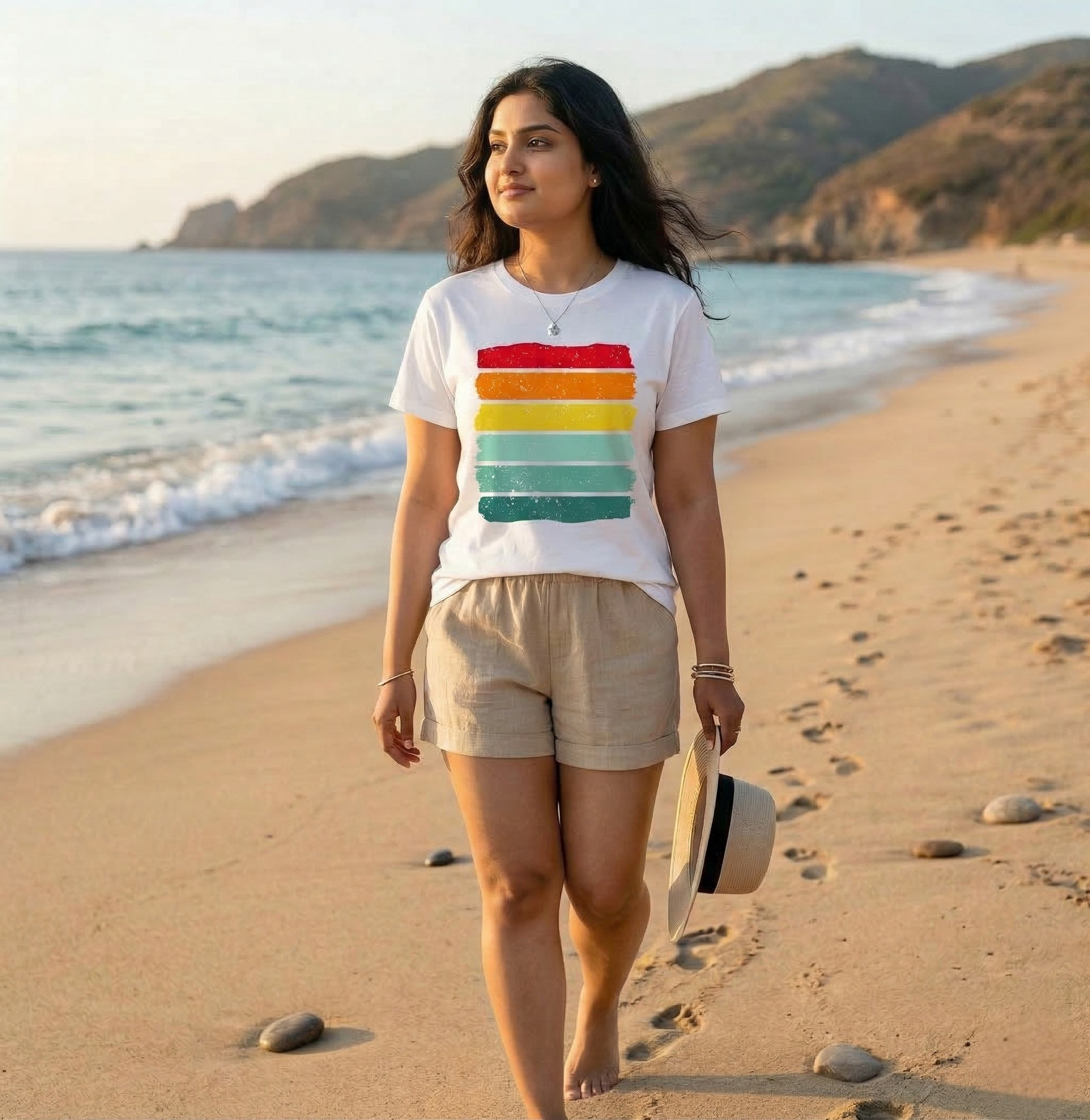Retro Sunset Stripe Graphic T-Shirt | Unisex Summer Beach Tee