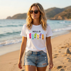 Hello Summer Graphic T-Shirt – Unisex Beach Flip-Flop Tee
