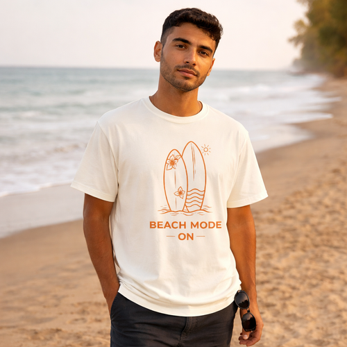 Beach Mode ON – Premium Off-White Summer T-Shirt | TeeHaus