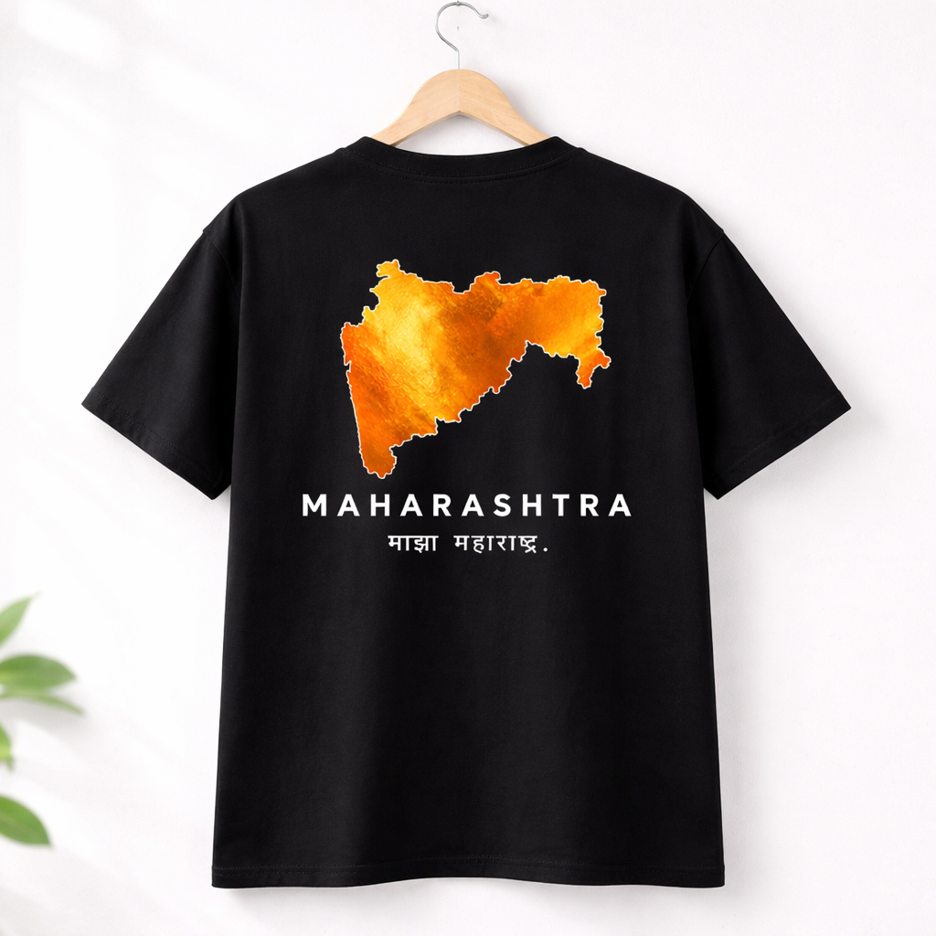 Maharashtra Pride T-Shirt – Black Unisex Tee With Water Color Map Print
