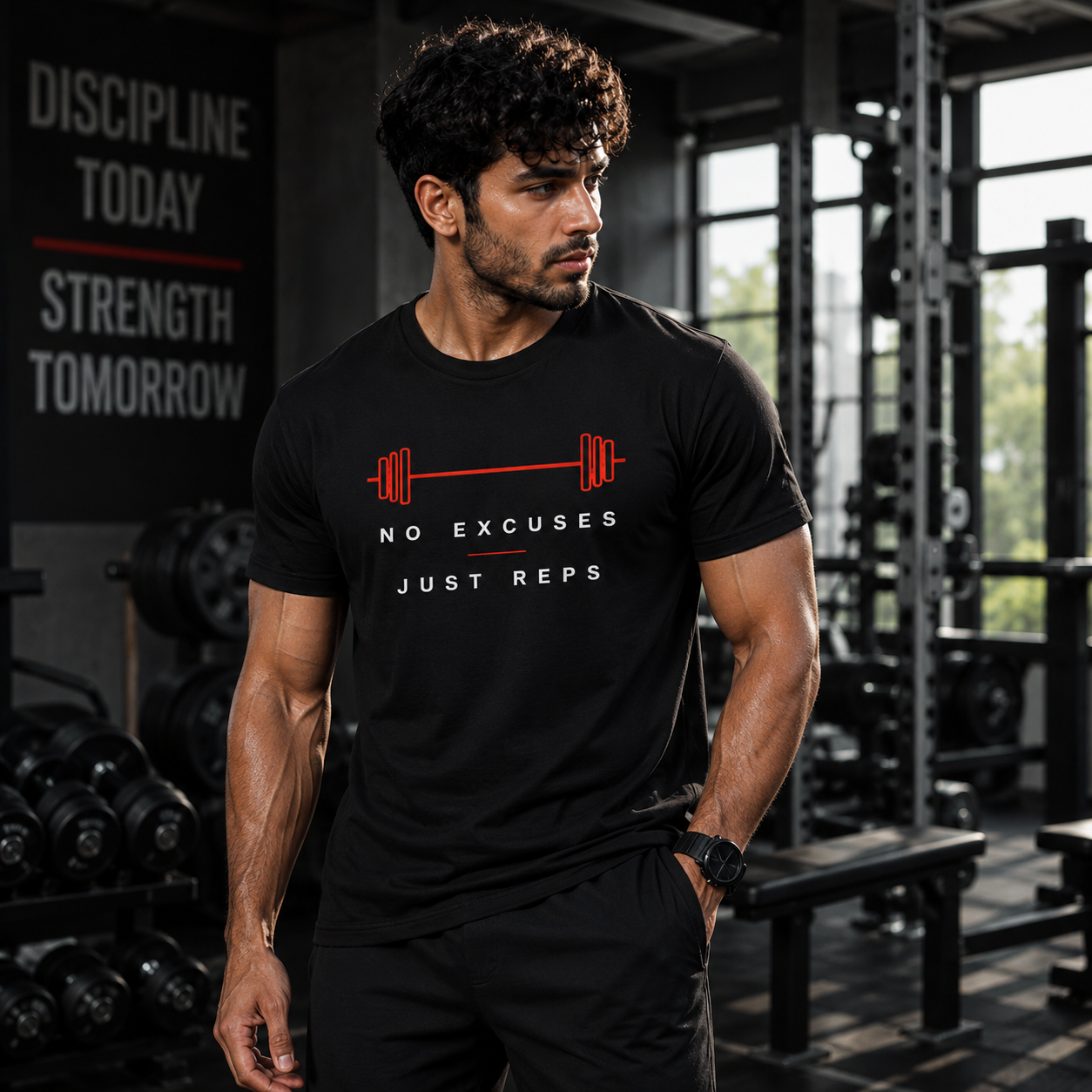 NO EXCUSES JUST REPS Gym T-Shirt
