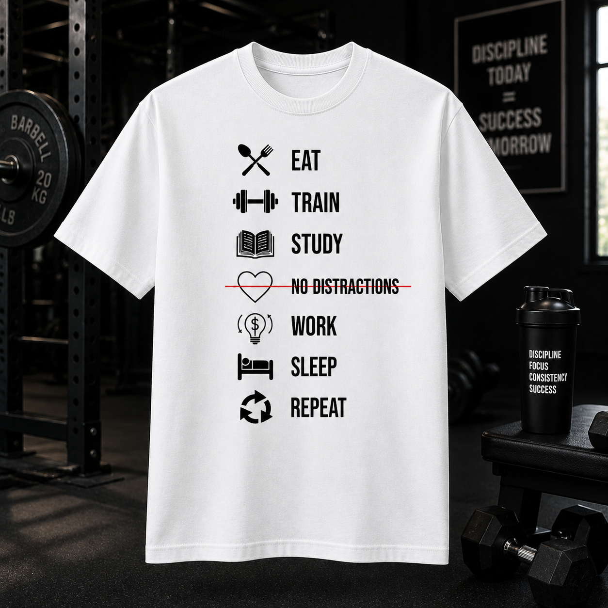 NO DISTRACTIONS Unisex Gym T-Shirt