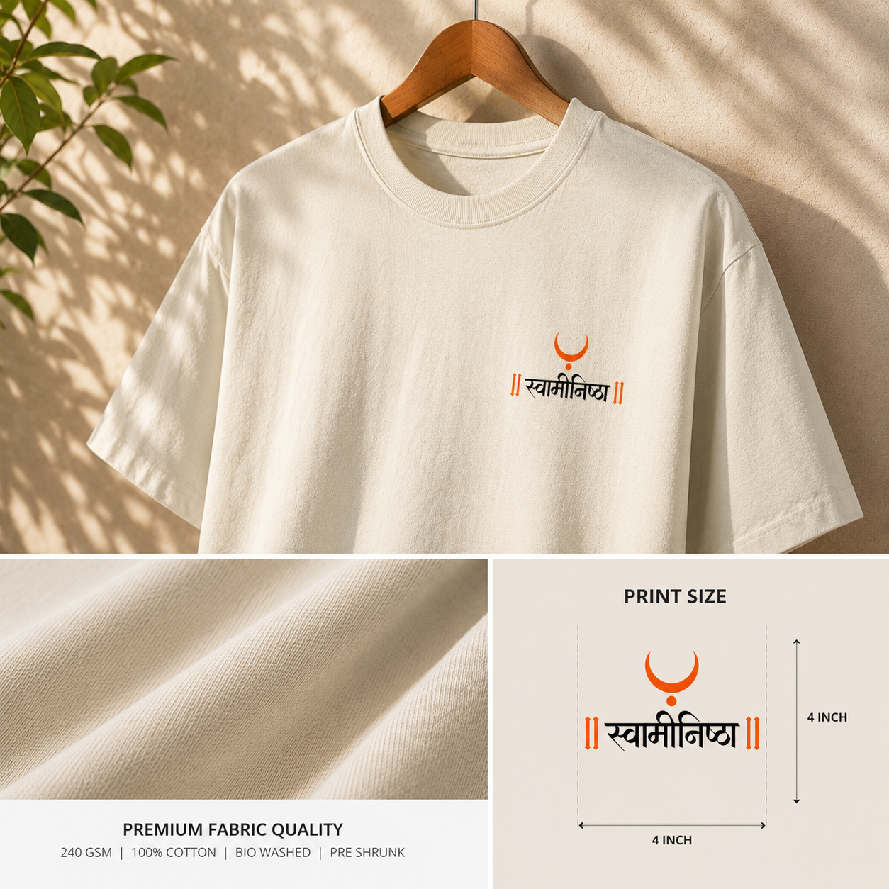 Swaminishtha Oversized T-Shirt | Premium 240 GSM Off-White Streetwear
