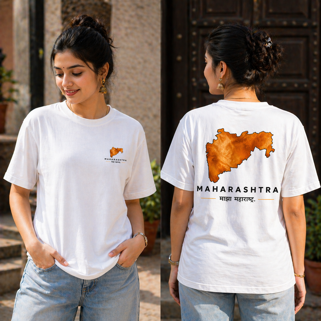 Unisex Stretch Cotton T-Shirt – Premium Maharashtra Print | Soft Fit Everyday Wear