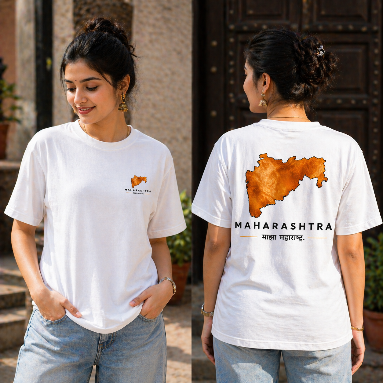 Unisex Stretch Cotton T-Shirt – Premium Maharashtra Print | Soft Fit Everyday Wear
