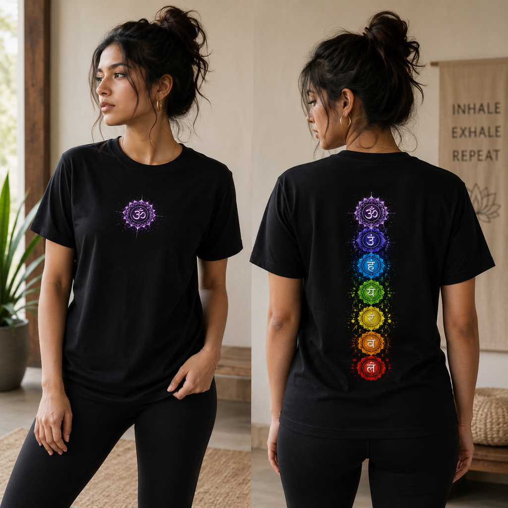 Chakra Energy Unisex T-Shirt – Spiritual Om Graphic Tee