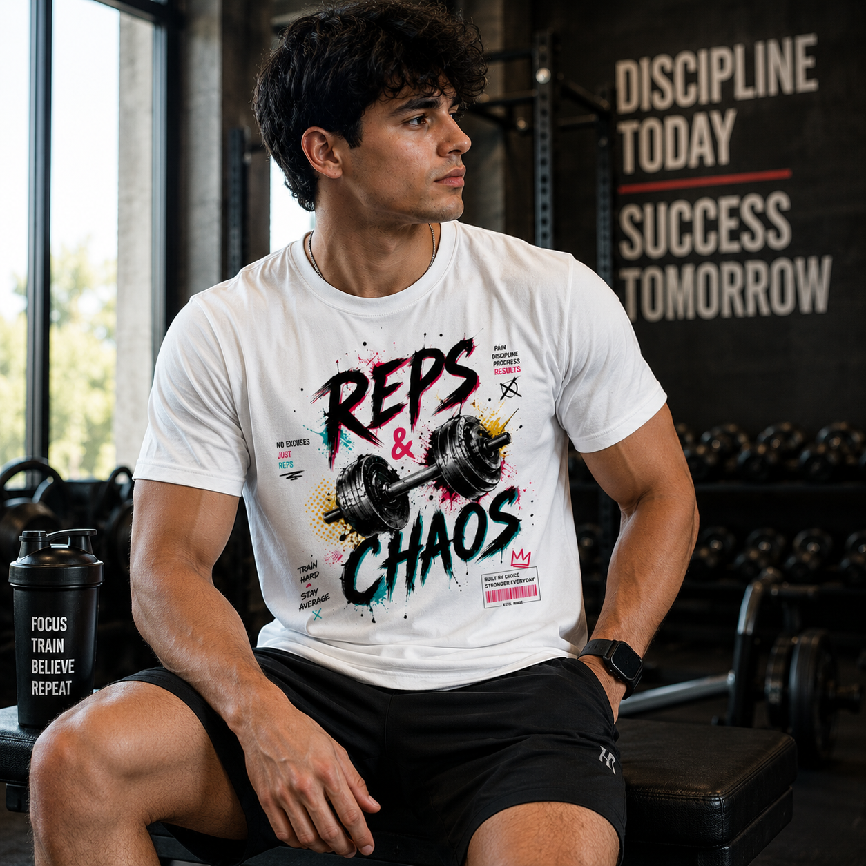 REPS & CHAOS Graphic Gym T-Shirt